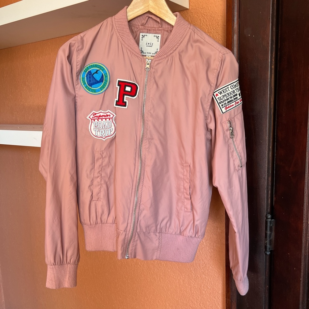 Iris Los Angeles Pink Patchwork Bomber Jacket